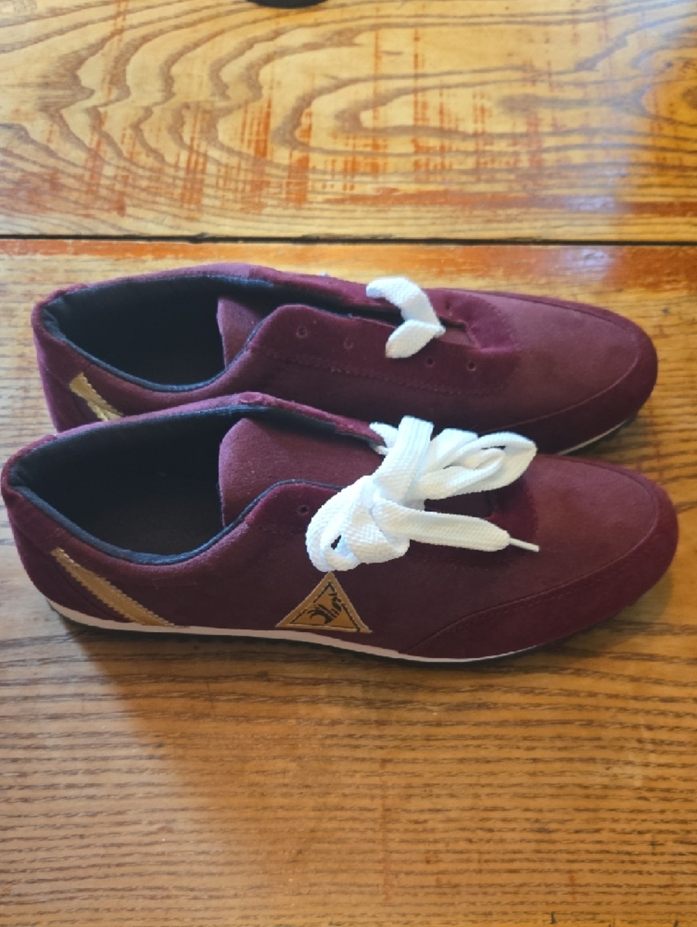 Maroon Suede Sneakers Size 11 US/ Size 45 EUwith White Laces By Polligie - Picture 12 of 13